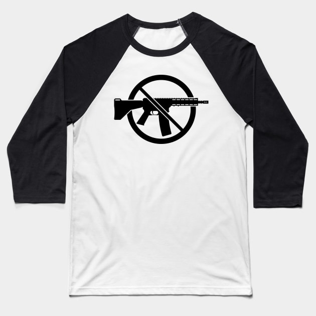 Gun Ban / Prohibition Sign (No Weapons / Peace / Black) Baseball T-Shirt by MrFaulbaum